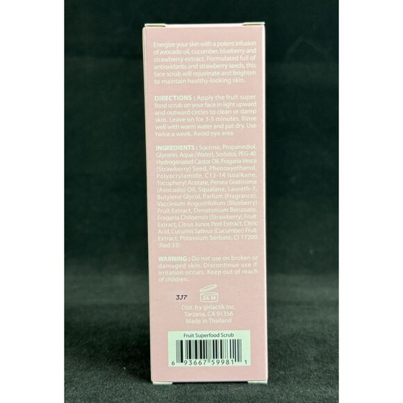 Girlactik Fruit Superfood Sugar Face Scrub Antioxidants Full Size 2.82 oz NEW - Picture 3 of 7